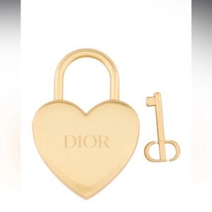 Dior Gold Heart Padlock and Key Set